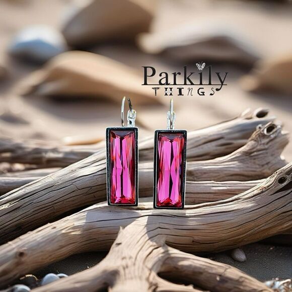 Handcrafted earrings with Austrian crystal in rose - Picture 1 of 3
